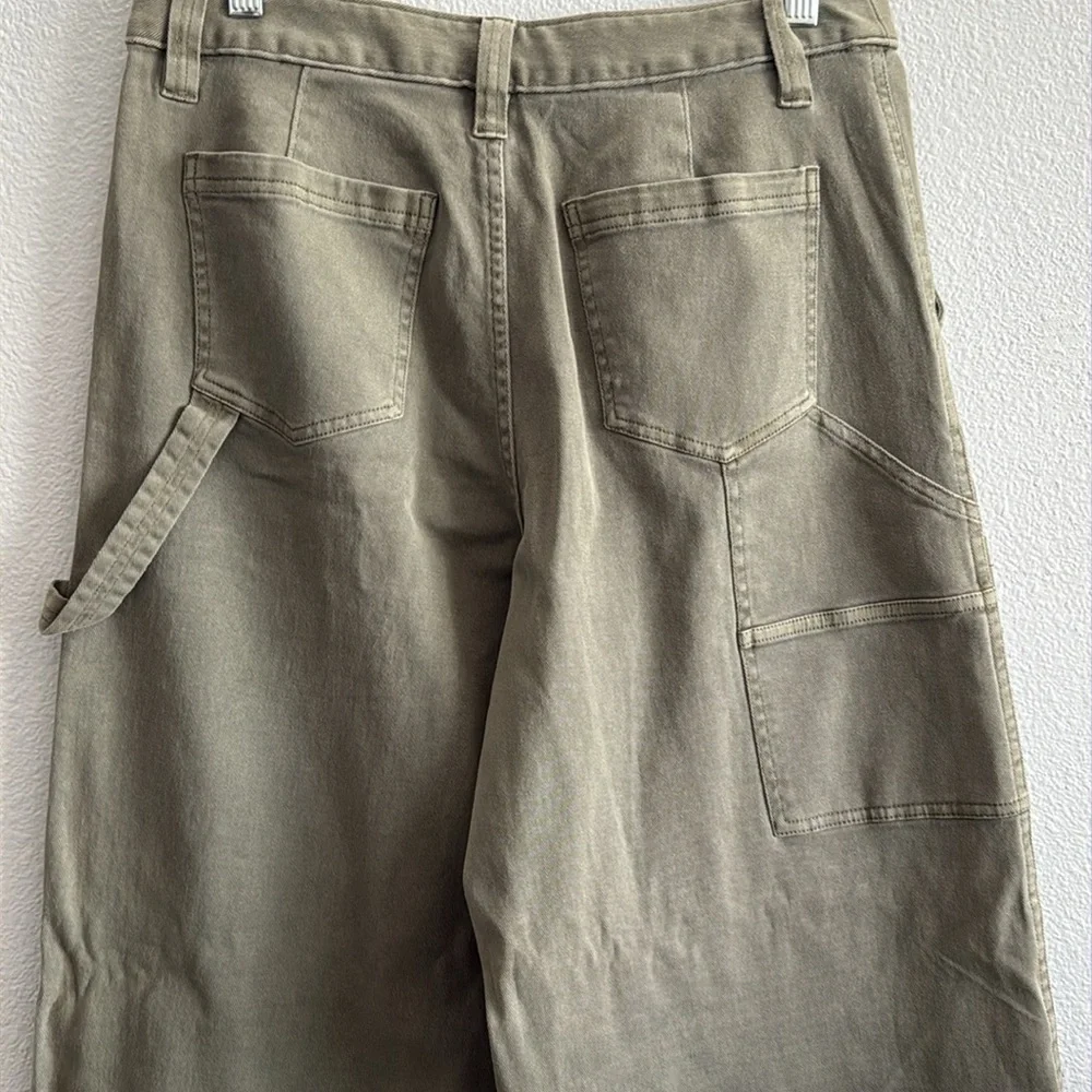 BP. Mid Rise Wide Leg Carpenter Pants in Green Lichen Size 8 - Picture 5 of 7